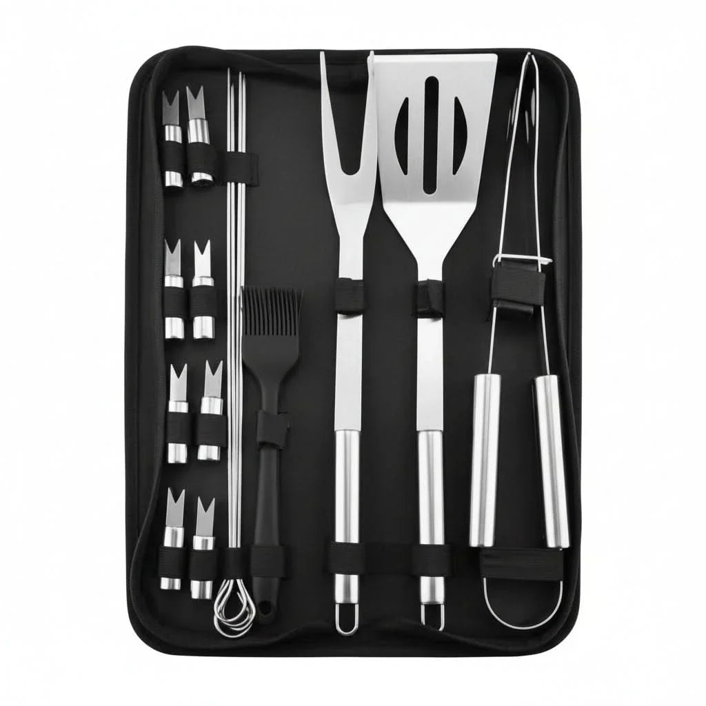 BBQ Tool Set Stainless Steel Heat-Resistant With Carry Bag