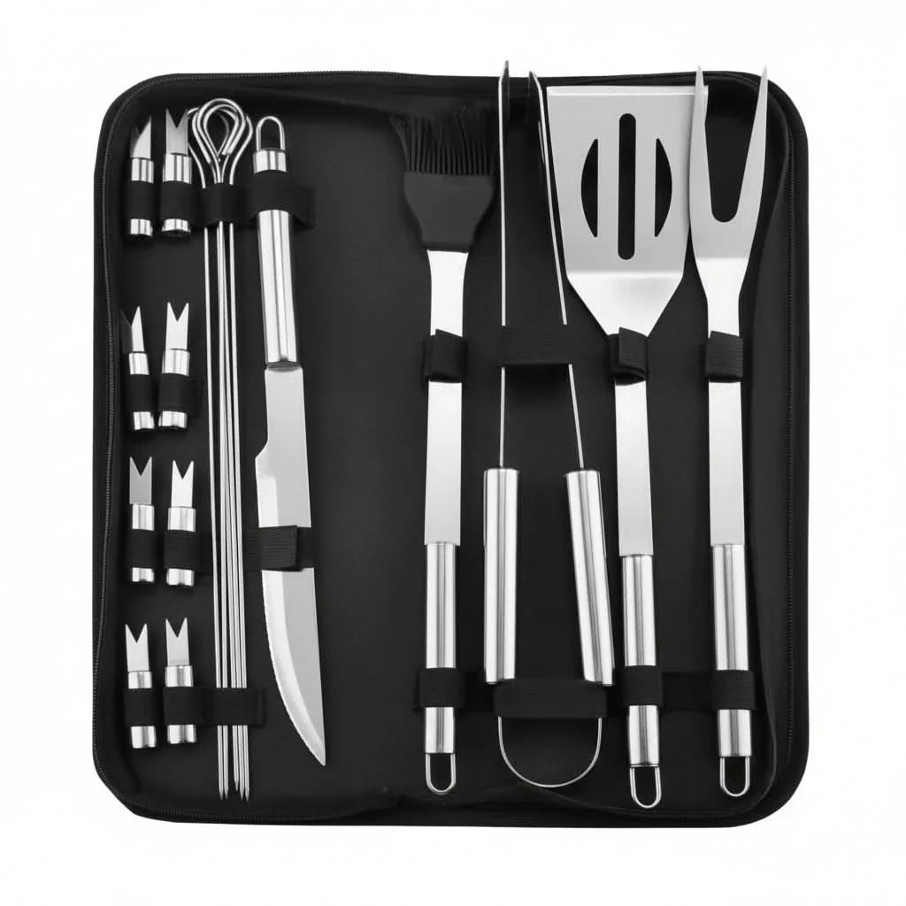 BBQ Tool Set Stainless Steel Heat-Resistant With Carry Bag