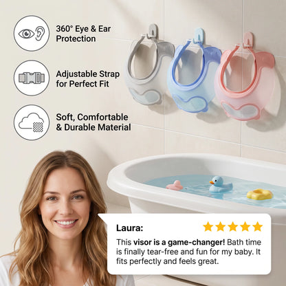 Baby Bath Visor Adjustable 360° Eye & Ear Coverage