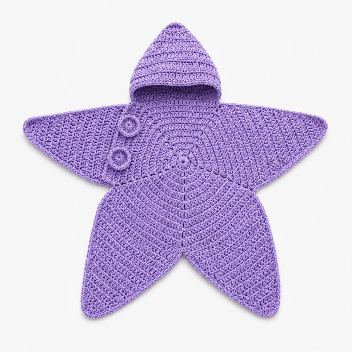 Baby Blanket Hooded Star-Shaped Crocheted Cotton Button Closure