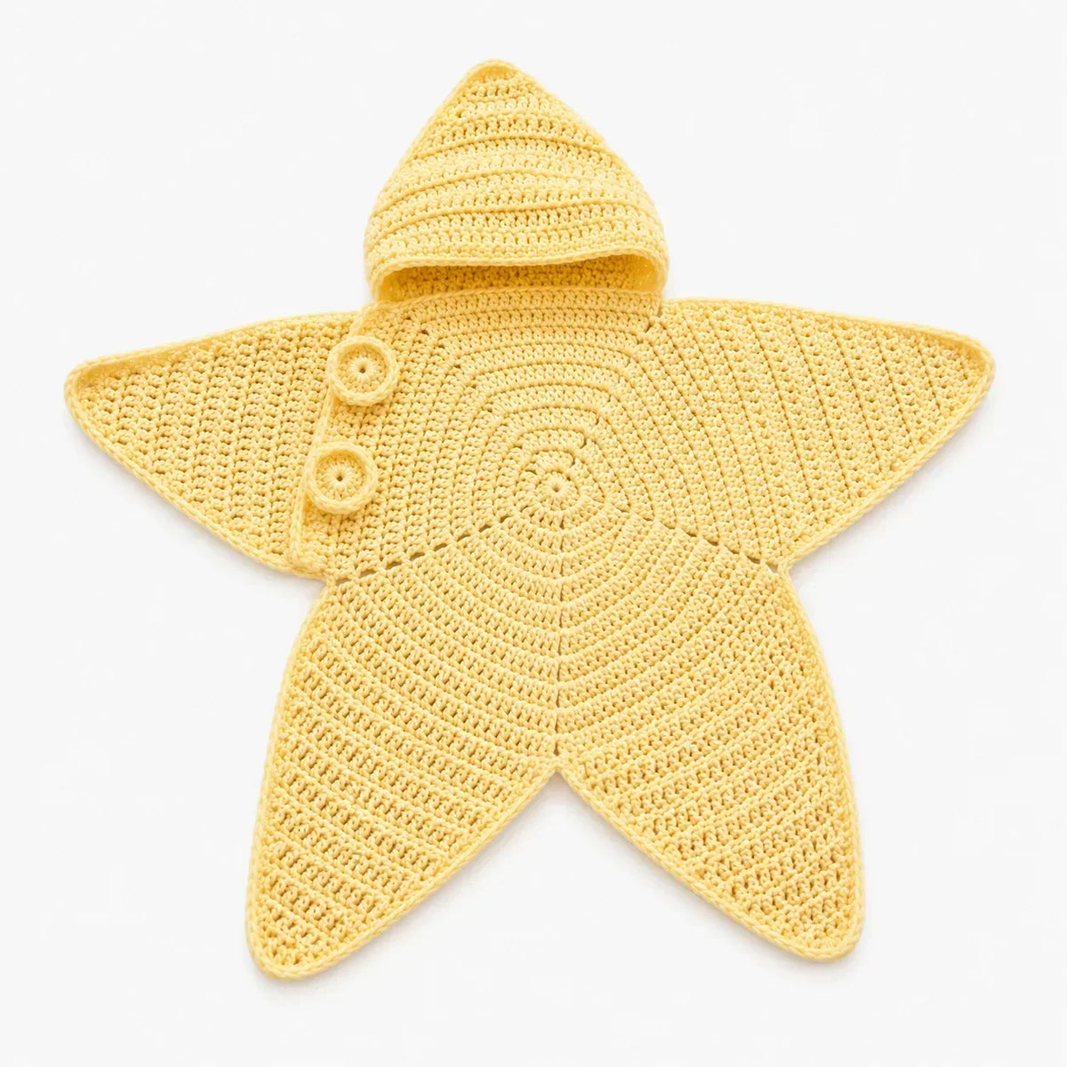 Baby Blanket Hooded Star-Shaped Crocheted Cotton Button Closure