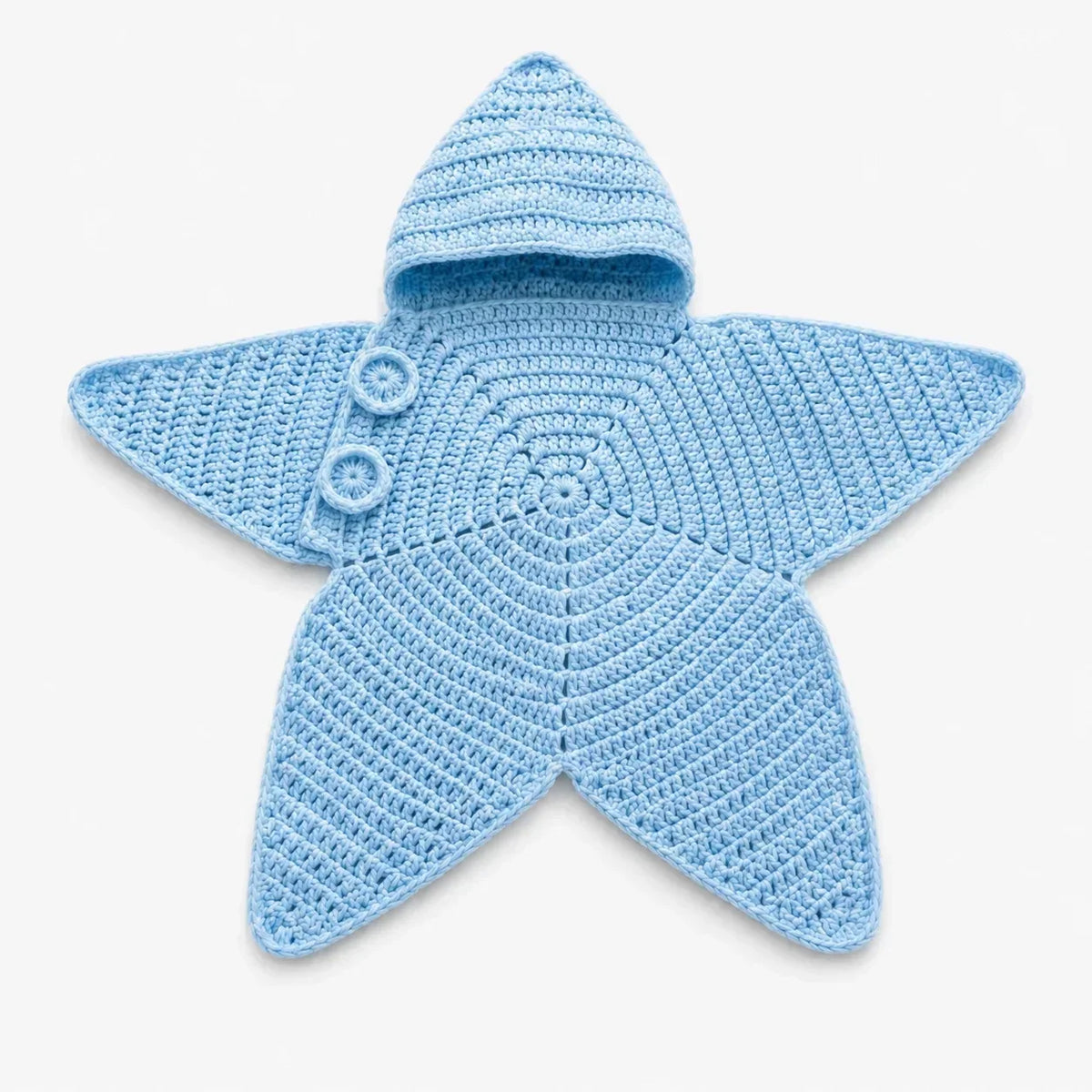 Baby Blanket Hooded Star-Shaped Crocheted Cotton Button Closure