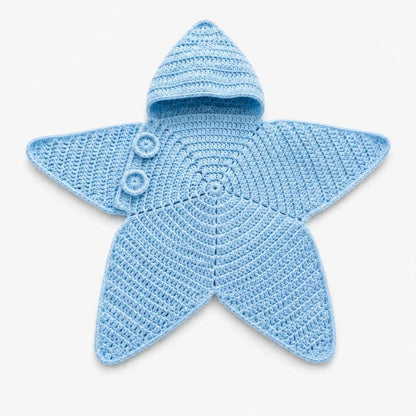 Baby Blanket Hooded Star-Shaped Crocheted Cotton Button Closure