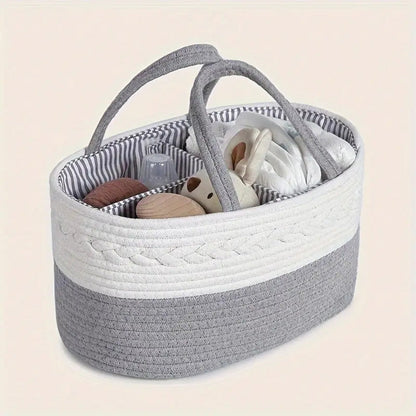 Baby Essentials Organizer Braided Grey Woven Lightweight & Portable