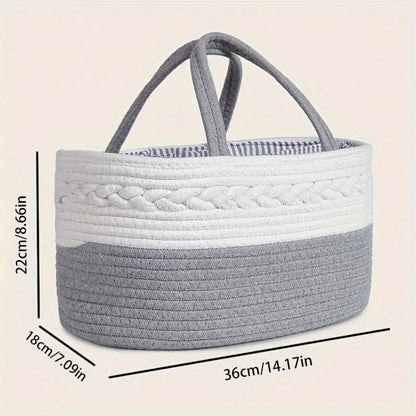Baby Essentials Organizer Braided Grey Woven Lightweight & Portable