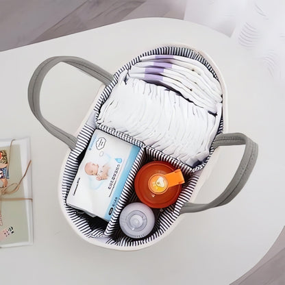 Baby Essentials Organizer Braided Grey Woven Lightweight & Portable