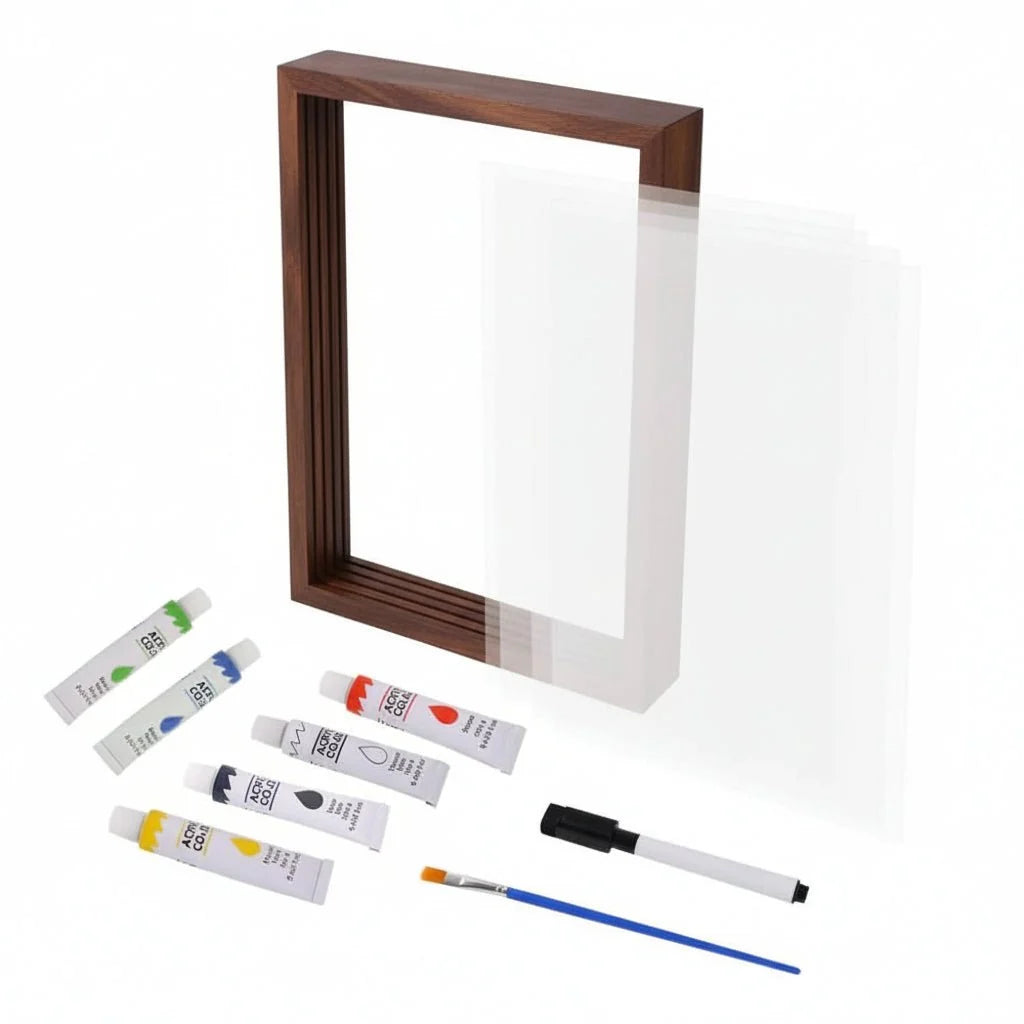 Baby Keepsake Frame Hand & Footprint Clay Kit Natural Wood