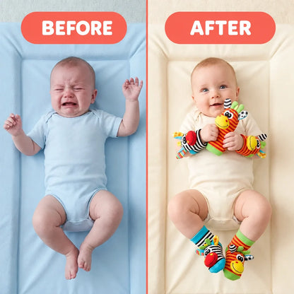 Baby Rattle Set Wrist & Foot Cotton 4-Piece Set
