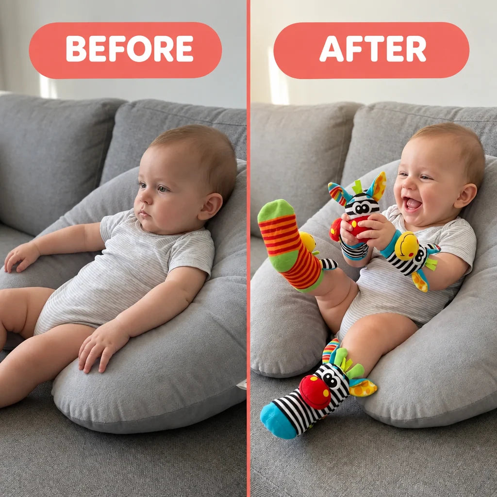 Baby Rattle Set Wrist & Foot Cotton 4-Piece Set