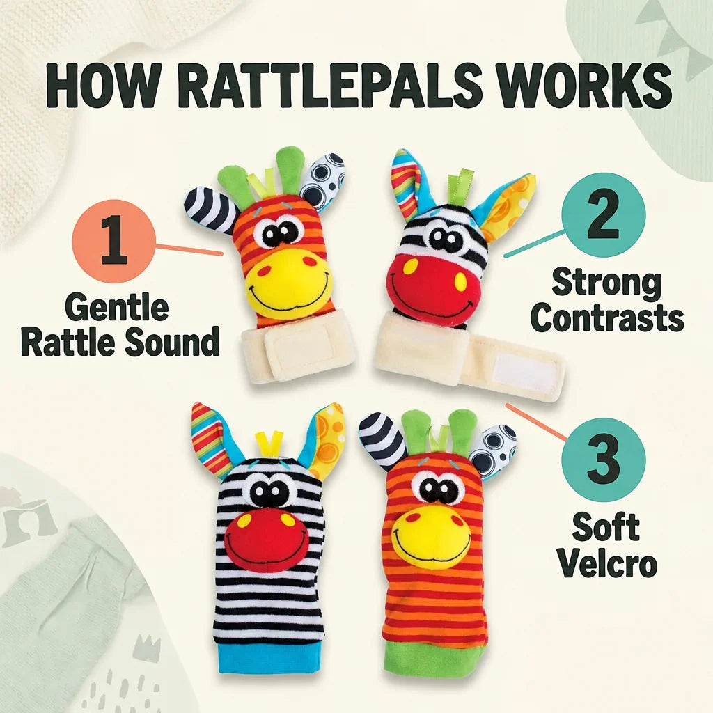 Baby Rattle Set Wrist & Foot Cotton 4-Piece Set