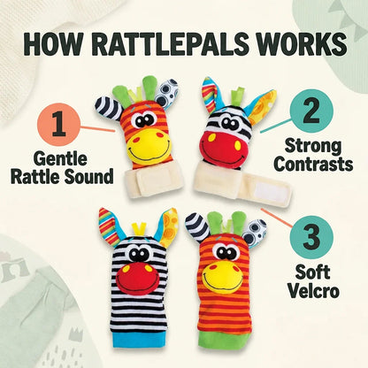 Baby Rattle Set Wrist & Foot Cotton 4-Piece Set