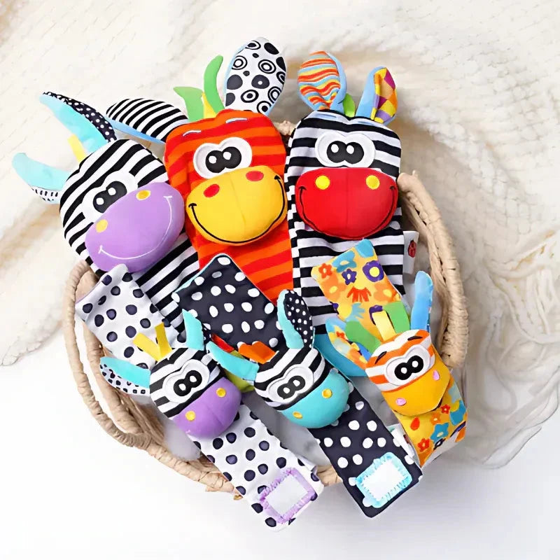 Baby Rattle Set Wrist & Foot Cotton 4-Piece Set