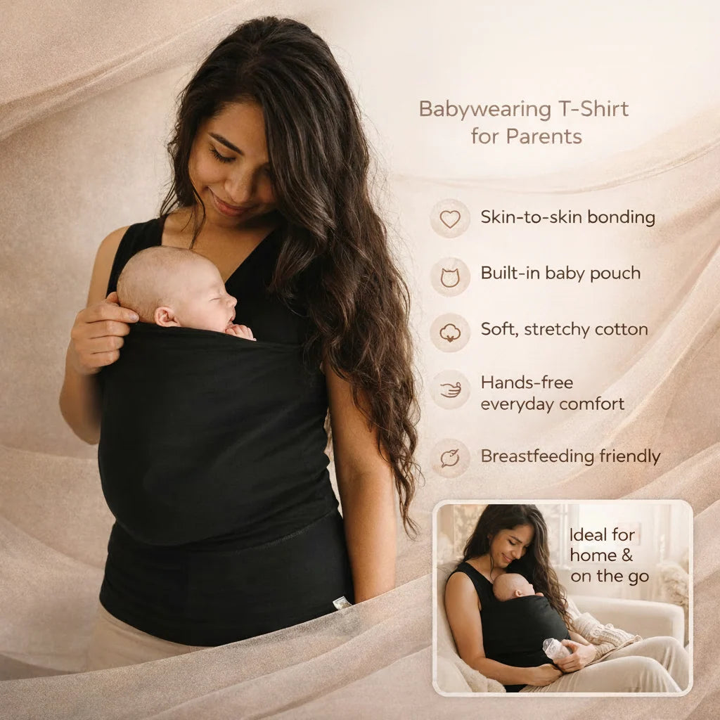 Babywearing T-Shirt Built-In Pouch Stretchy Cotton