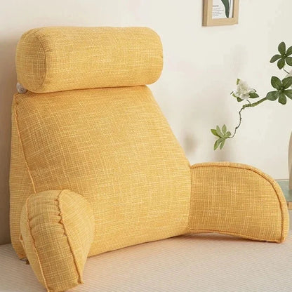 Back Support Cushion Adjustable Headrest Washable Cotton Cover