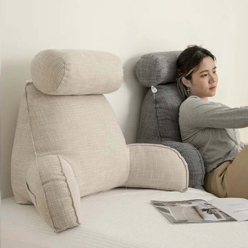 Back Support Cushion Adjustable Headrest Washable Cotton Cover
