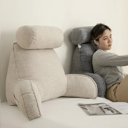Back Support Cushion Adjustable Headrest Washable Cotton Cover