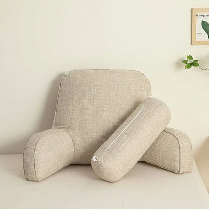 Back Support Cushion Adjustable Headrest Washable Cotton Cover
