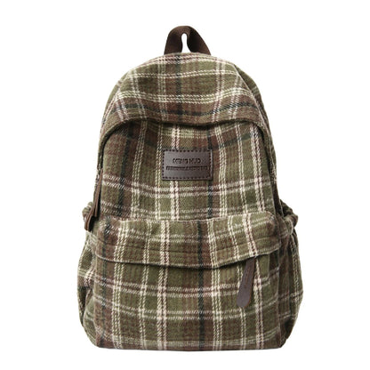 Backpack Plaid Padded Straps Stain-Resistant