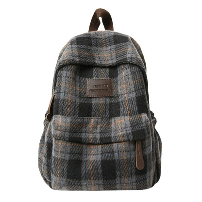 Backpack Plaid Stain-Resistant Padded Straps