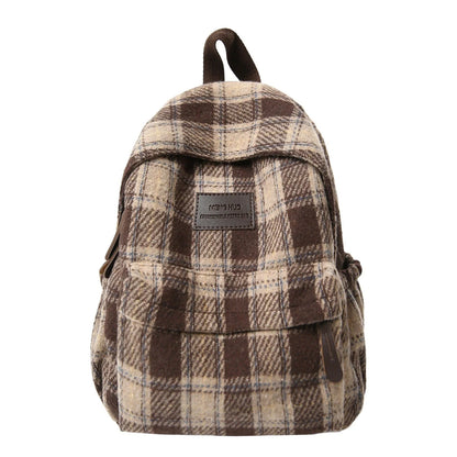 Backpack Plaid Stain-Resistant Padded Straps