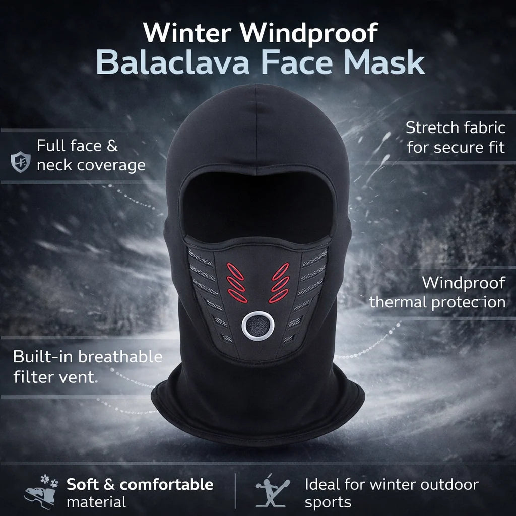 Balaclava Face Mask Thermal Fleece Windproof Breathable Front Panel