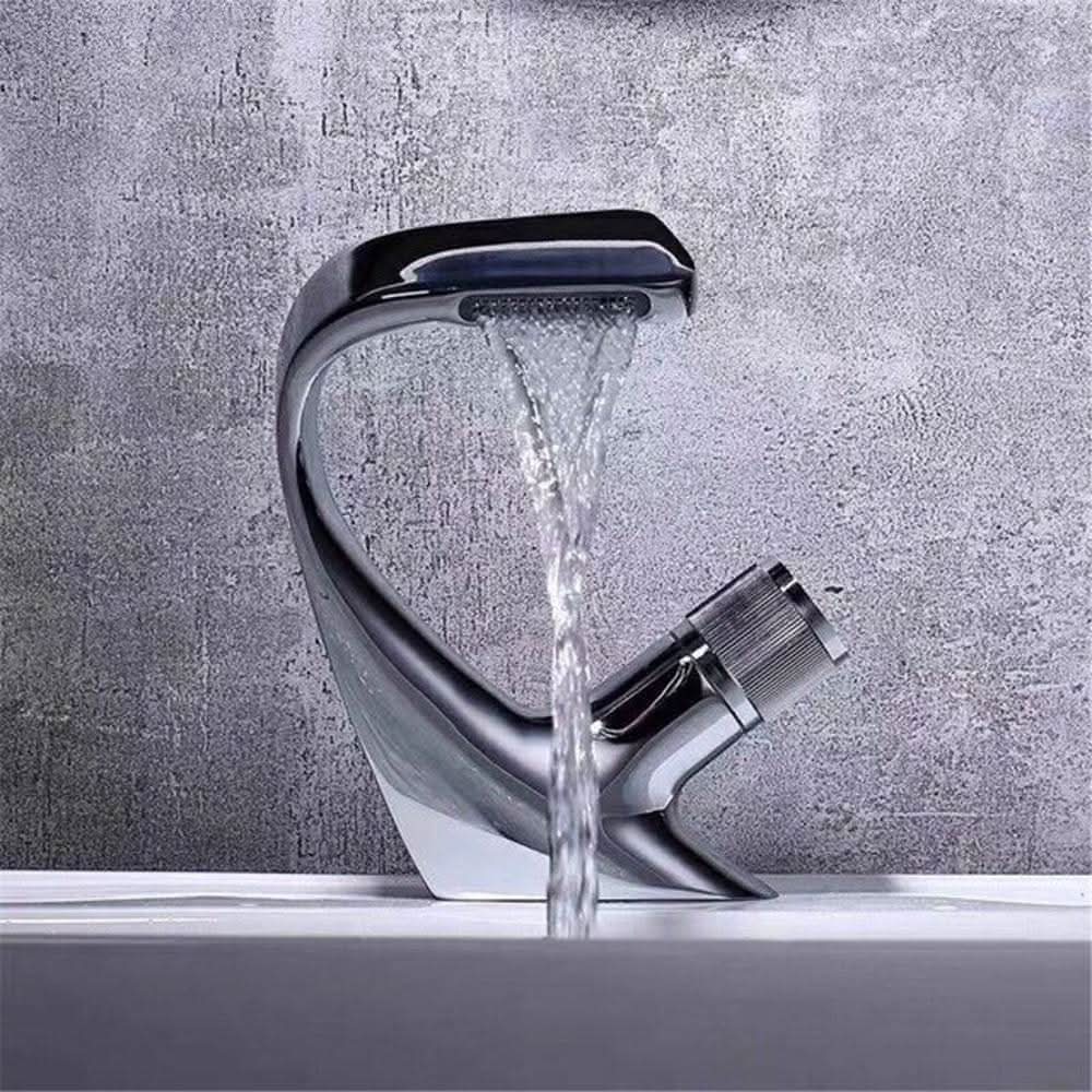 Basin Mixer Tap Waterfall Spout Solid Brass Ceramic Cartridge