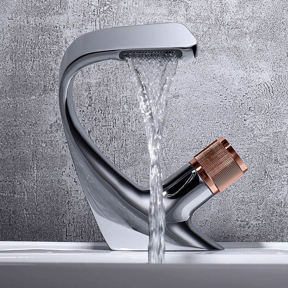 Basin Mixer Tap Waterfall Spout Solid Brass Ceramic Cartridge
