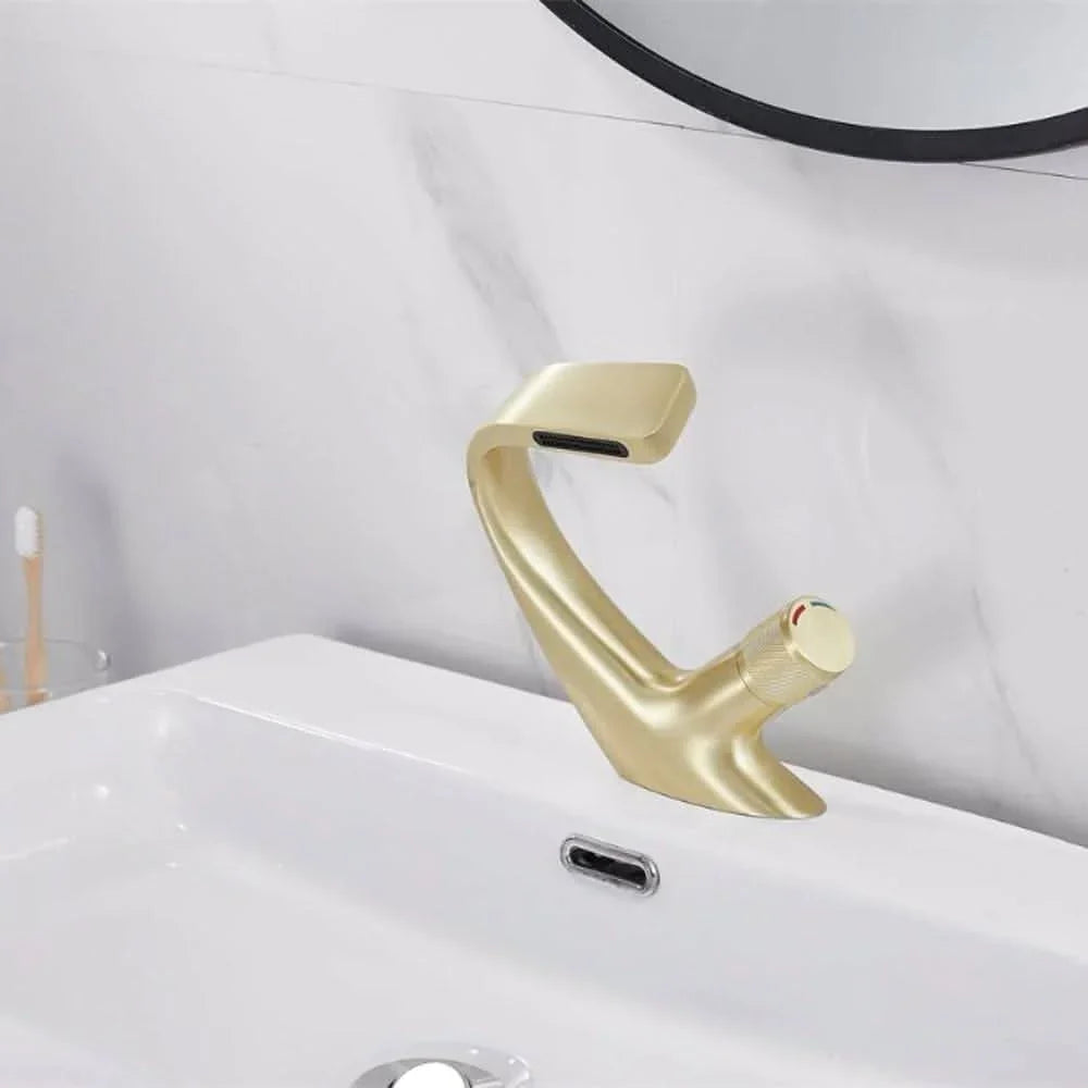 Basin Mixer Tap Waterfall Spout Solid Brass Ceramic Cartridge
