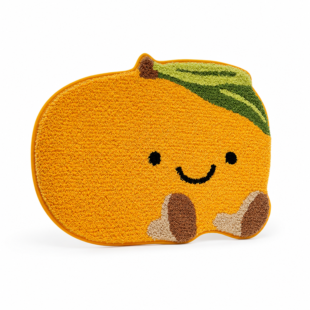 Bath Mat Citrus Design Plush Microfiber Non-Slip Backing