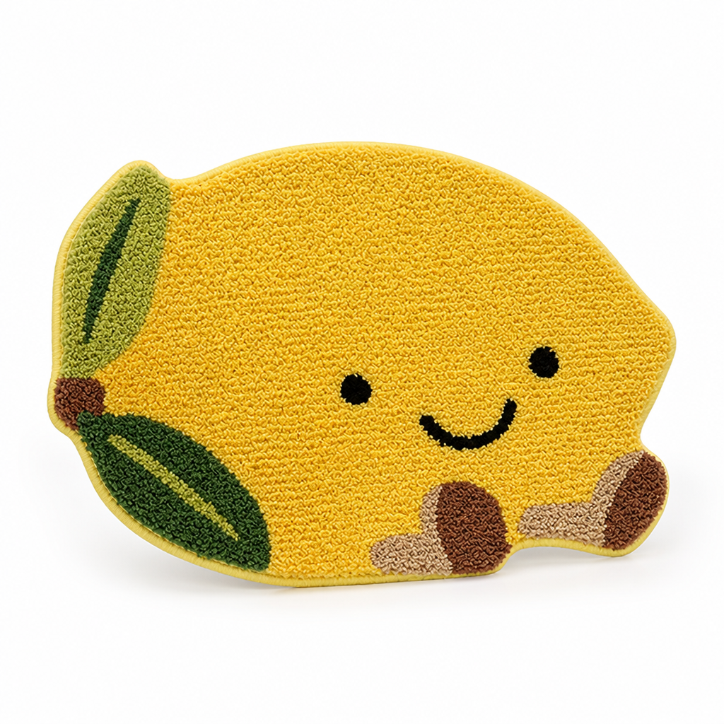 Bath Mat Citrus Design Plush Microfiber Non-Slip Backing