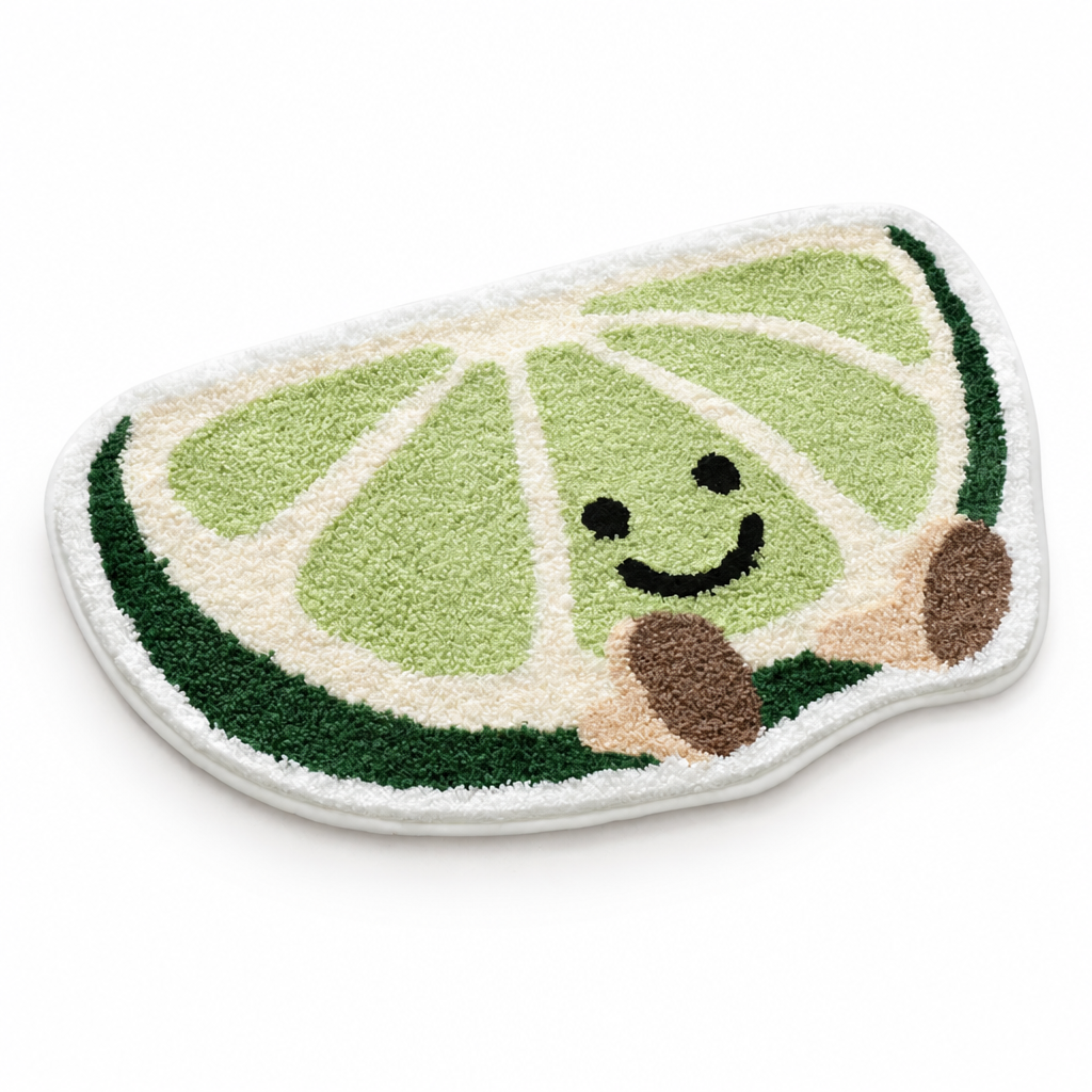 Bath Mat Citrus Design Plush Microfiber Non-Slip Backing