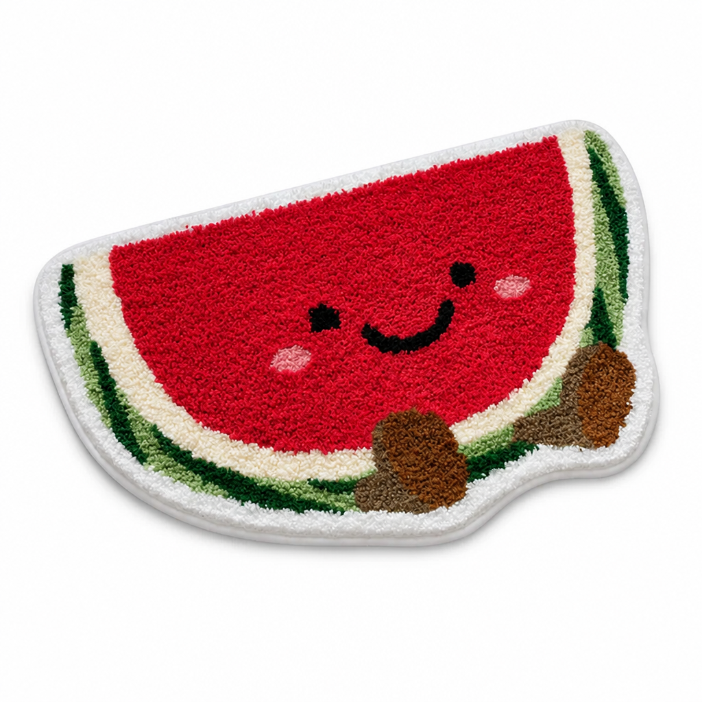 Bath Mat Citrus Design Plush Microfiber Non-Slip Backing