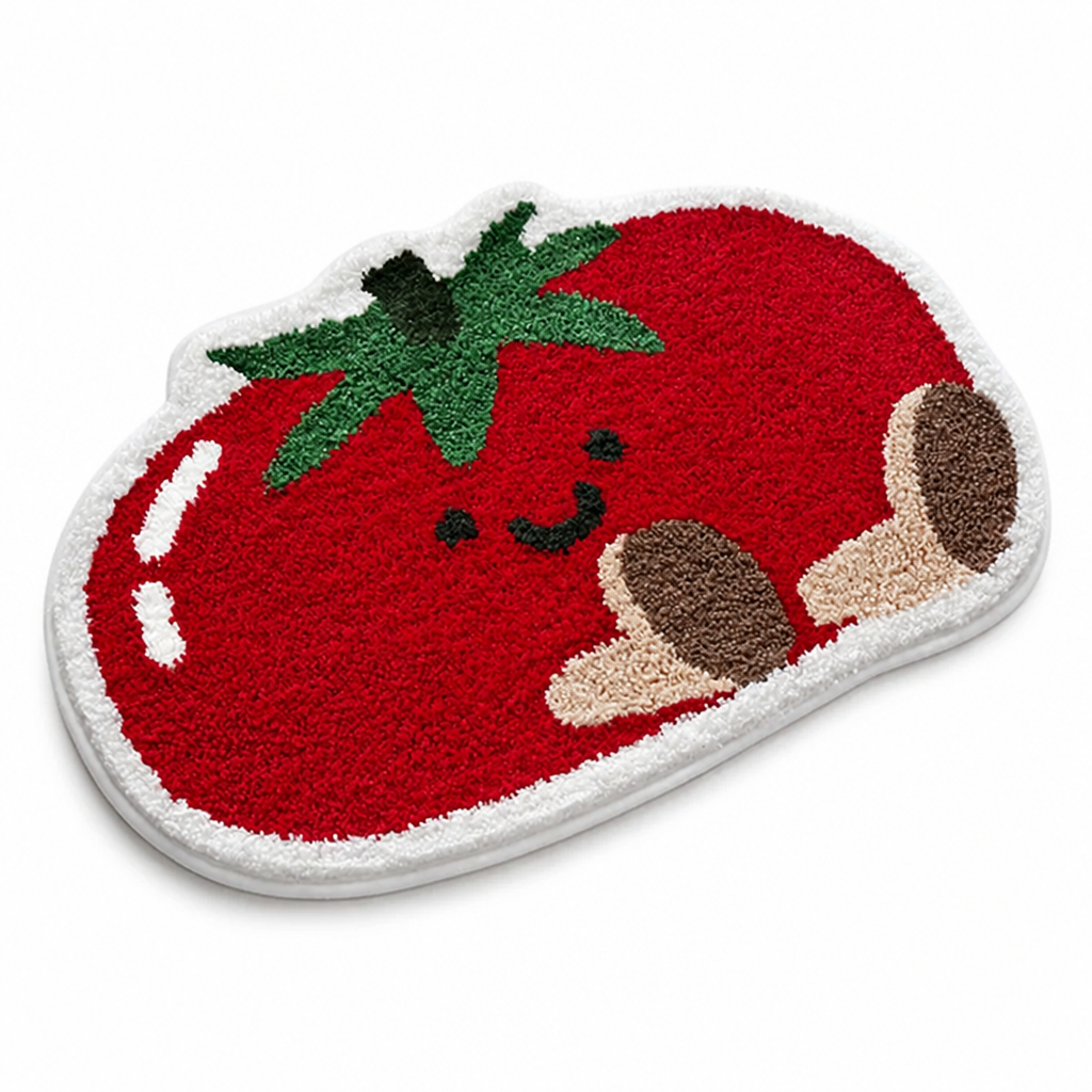 Bath Mat Citrus Design Plush Microfiber Non-Slip Backing