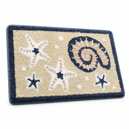 Bath Mat Coastal Starfish & Seashell Microfiber Non-Slip