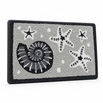 Bath Mat Coastal Starfish & Seashell Microfiber Non-Slip