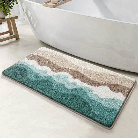 Bath Mat Coastal Wave Non-Slip & Absorbent