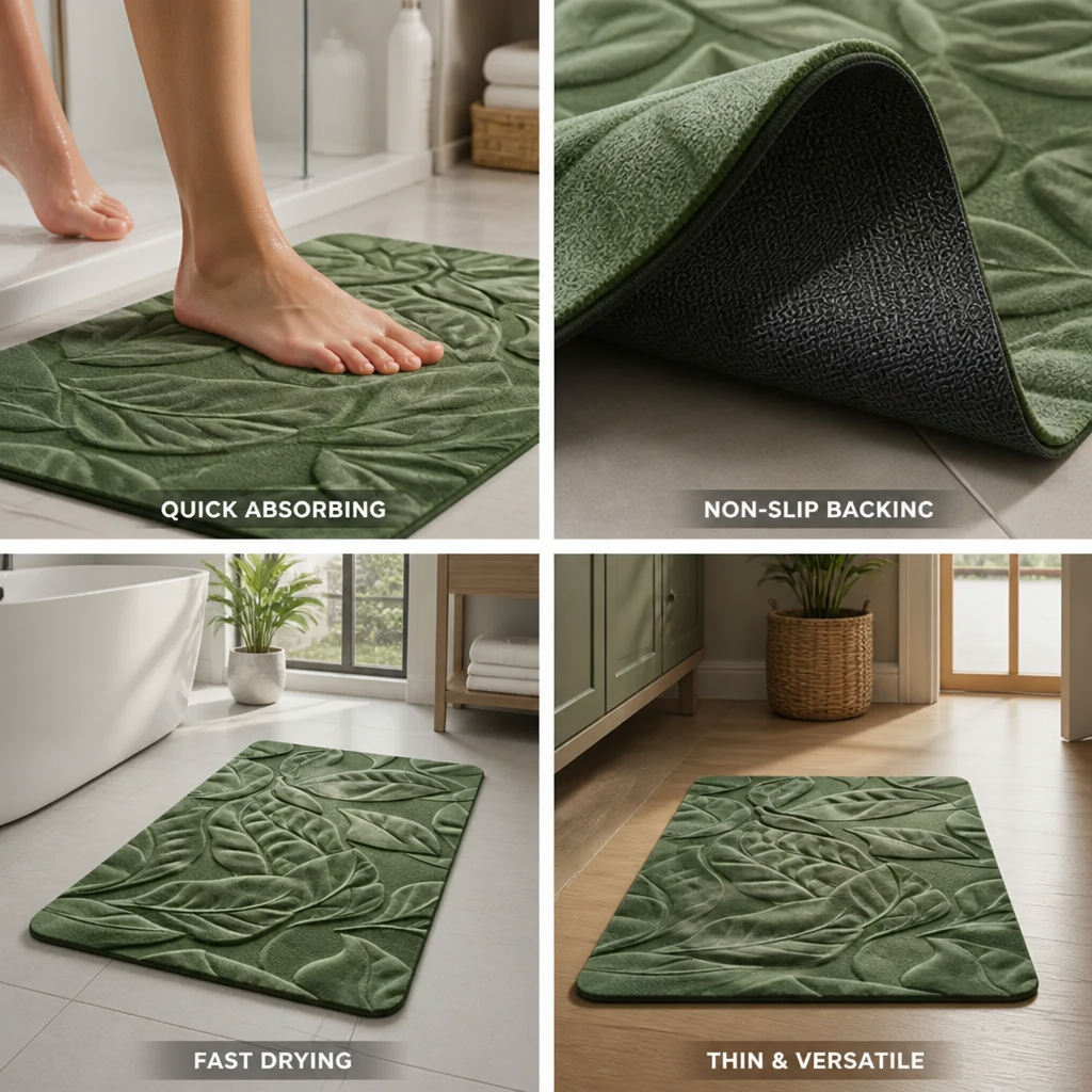 Bath Mat Diatomaceous Earth Quick Drying Non-Slip