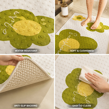 Bath Mat Floral Cartoon Soft Cushioning & Anti-Slip Backing