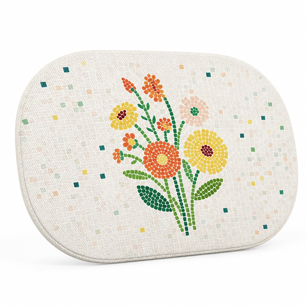 Bath Mat Floral Non-Slip Machine Washable