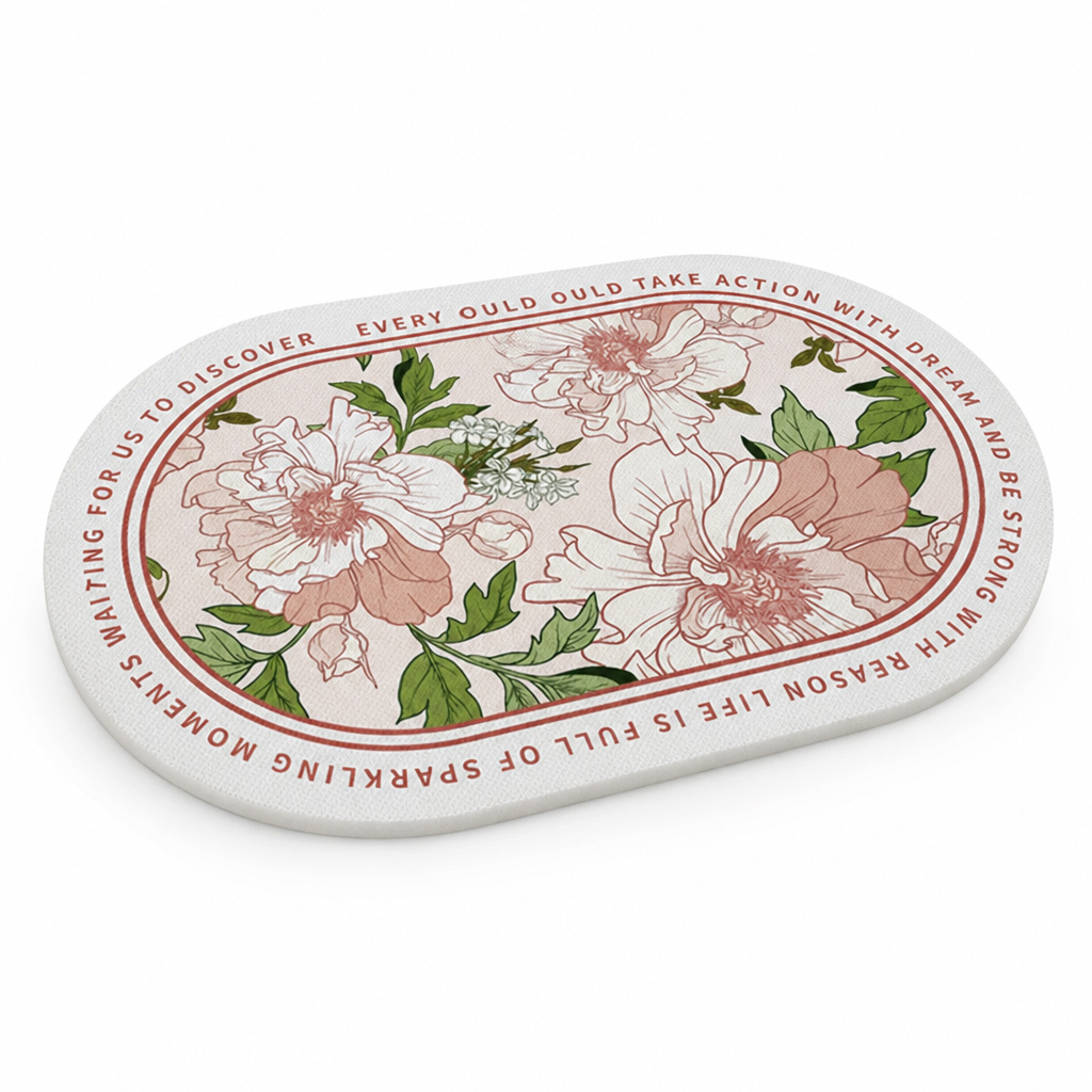 Bath Mat Floral Non-Slip Machine Washable