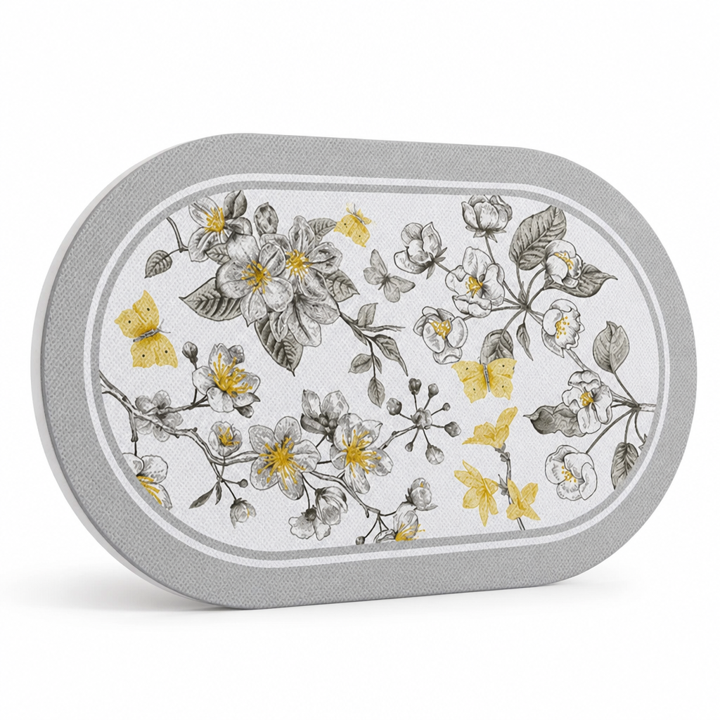 Bath Mat Floral Non-Slip Machine Washable