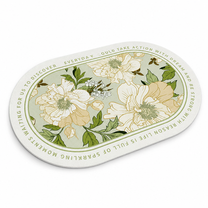 Bath Mat Floral Non-Slip Machine Washable