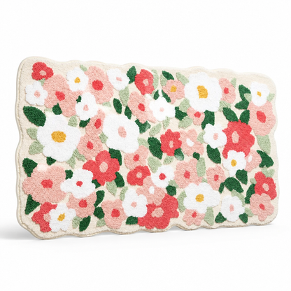 Bath Mat Floral Plush Microfiber Non-Slip