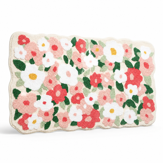 Bath Mat Floral Plush Microfiber Non-Slip