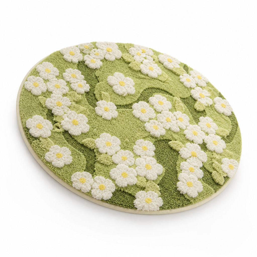 Bath Mat Floral Plush Microfiber Non-Slip