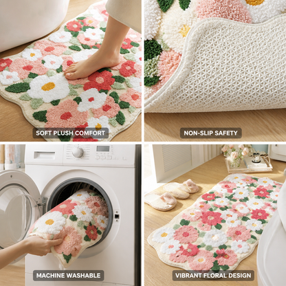 Bath Mat Floral Plush Microfiber Non-Slip