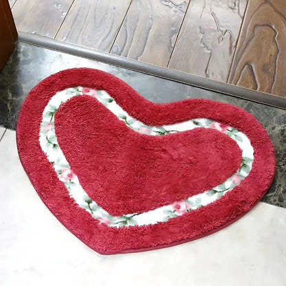 Bath Mat Heart-Shaped Tufted Microfiber & Non-Slip