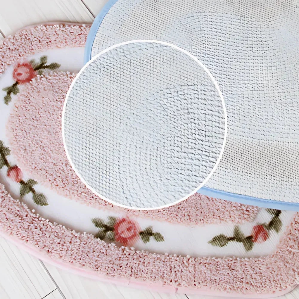 Bath Mat Heart-Shaped Tufted Microfiber & Non-Slip