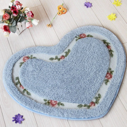 Bath Mat Heart-Shaped Tufted Microfiber & Non-Slip