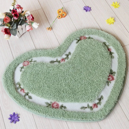 Bath Mat Heart-Shaped Tufted Microfiber & Non-Slip
